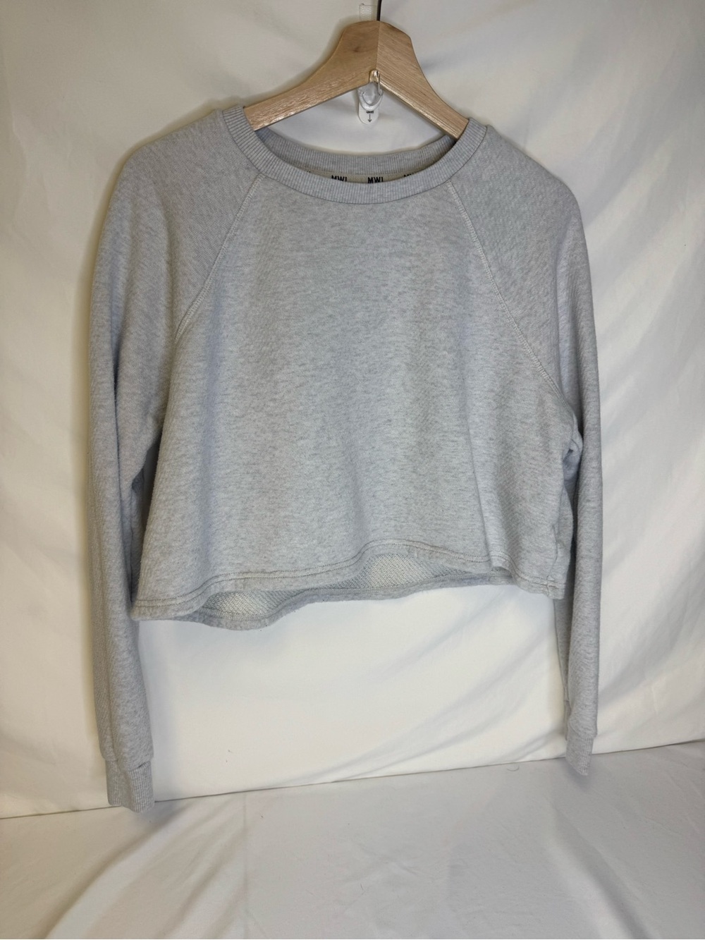 Madewell Light Gray Cropped Crew Sweatshirt